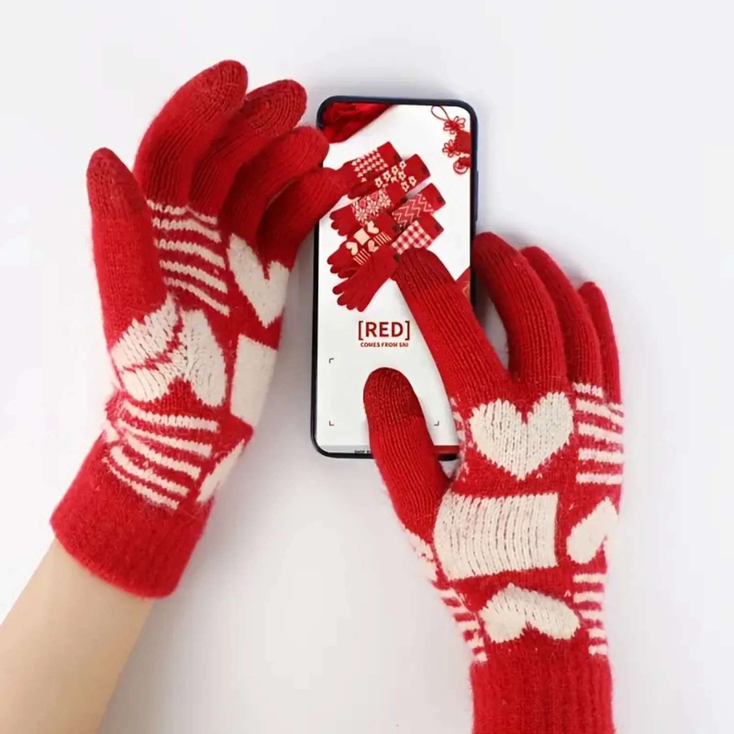 

Новогодние рождественские праздничные красные флисовые перчатки с сенсорным экраном для зимней езды на открытом воздухе — сохраняют тепло и стильно!