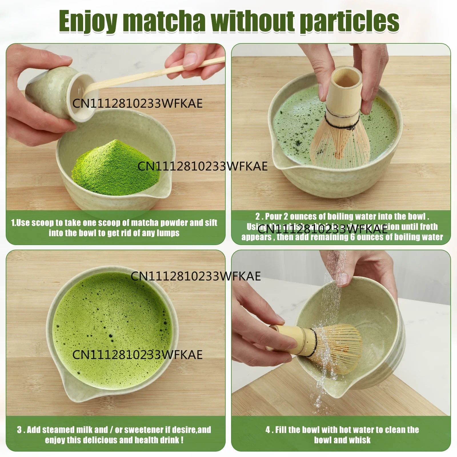 Matcha Ceremony Kit for Japanese Tea Ceremony, Traditional Matcha Bowl, Whisk, Tea Scoop, Matcha Powder Strainer