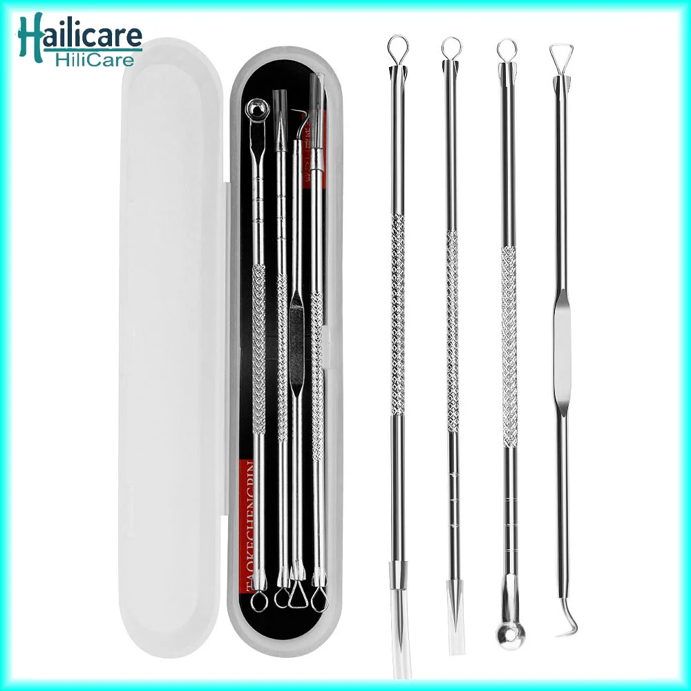 

4PCS Acne Needle Set Black Dots Pimple Remover Comedone Extractor Pore Cleaner Needles Set Acne Needle Facial Cleaner Skin