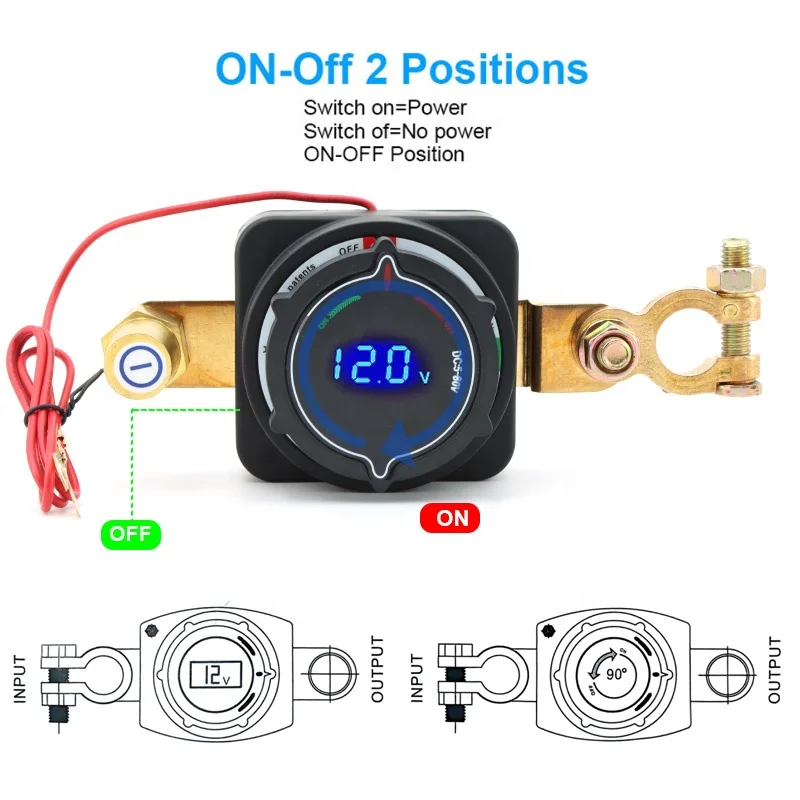 DC 5-80V 300 Amp Battery Isolator Switch with Digital Voltage Display for RV Yacht Heavy Duty Vehicles view 4