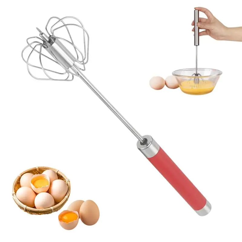 Manual Push-Down Diy Rotary Whisk Stainless Steel Semi-Automatic Egg Milk Beater Kitchen Balloon Whisk Mixer Tool Egg Separator