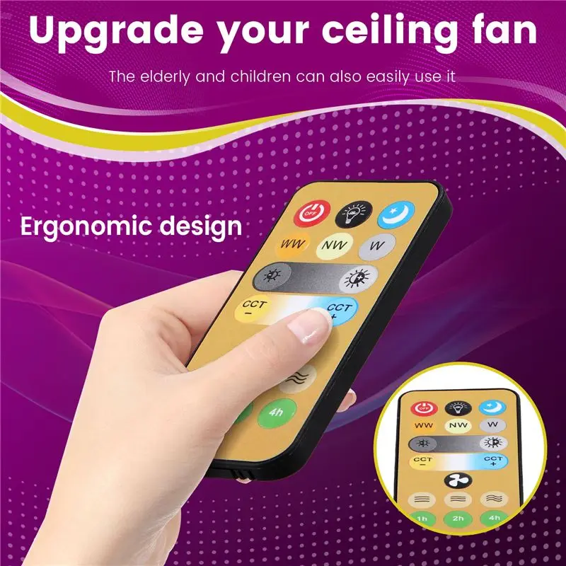 AT13 5Pcs Wireless Switches For E27 Ceiling Fan Light 3-Speed Timing Remote Control 1-4H Timing Remote Control