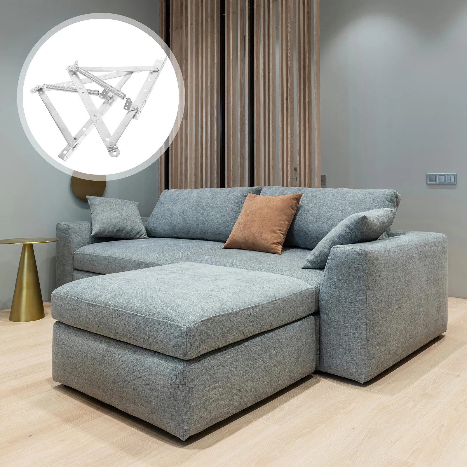 

2Pcs Heavy Duty Triangular Spring Hinge Metal Folding Sofa Bed Base Chaise Lounge Support Folding Storage Bracket