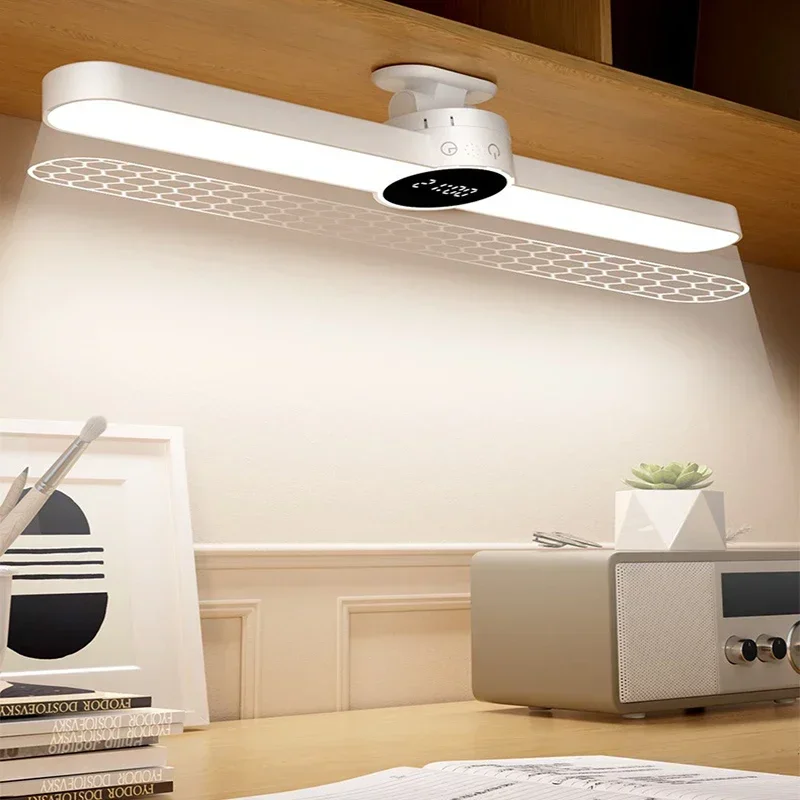 LED Desk Lamp USB Hanging Magnetic Stepless Dimming Clock Table Lamp Recharge Cabinet Closet Wardrobede Bedroom Desk Night Light image 3
