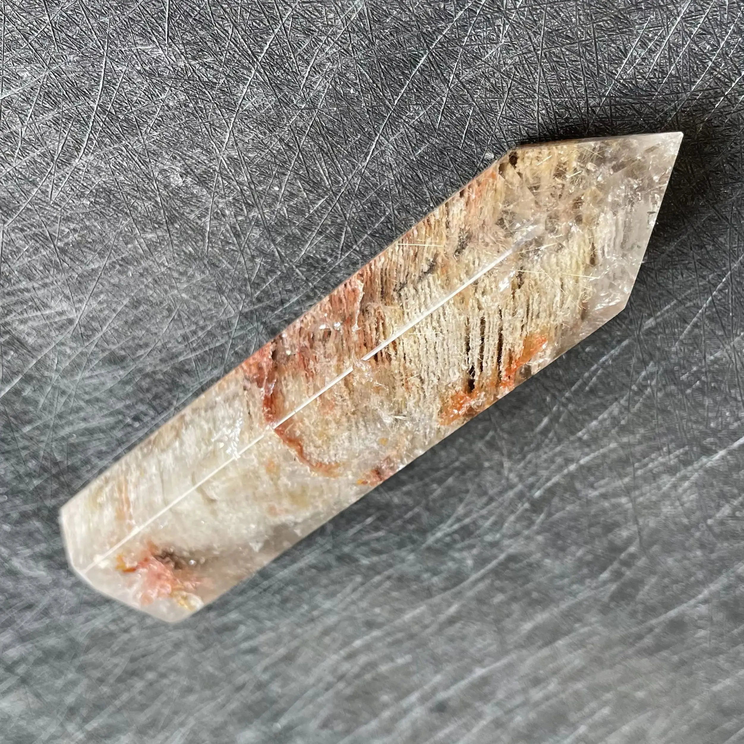 173g Natural Green Phantom Wand Point Decoration Polished Quartz Crystal Reiki Healing Obelisk W3