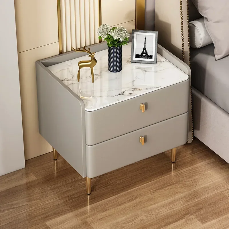 

All Solid Wood Bedside Table Simple Modern Internet Celebrity Bedroom Rock Slab Small nightstands for bedroom