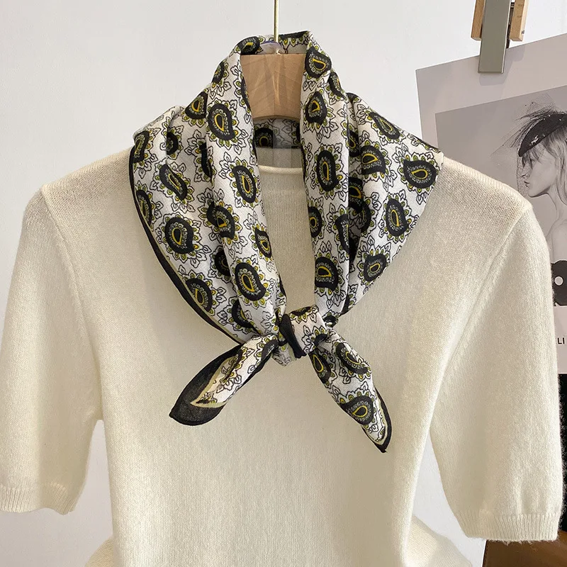 

Весенние хлопковые платки с цветочным принтом 2026 для женщин: квадратные шарфы, повязки на голову для девочек, аксессуары, шейные платки, хиджабы, головные уборы