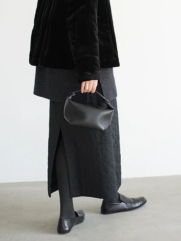 Inverno 2025 Gonna monopezzo trapuntata in cotone trapuntato a gamba dritta Gonna dimagrante a righe verticali a vita alta casual con spacco alto