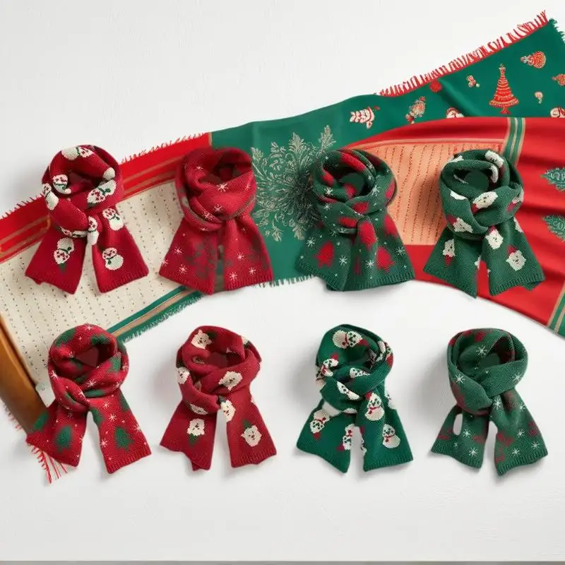 المألوف عيد الميلاد الأيائل ثلج وشاح شال دافئ وشاح أحمر طالب زوجين هدية الكريسماس الشتاء الدافئة وشاح حماية الرقبة