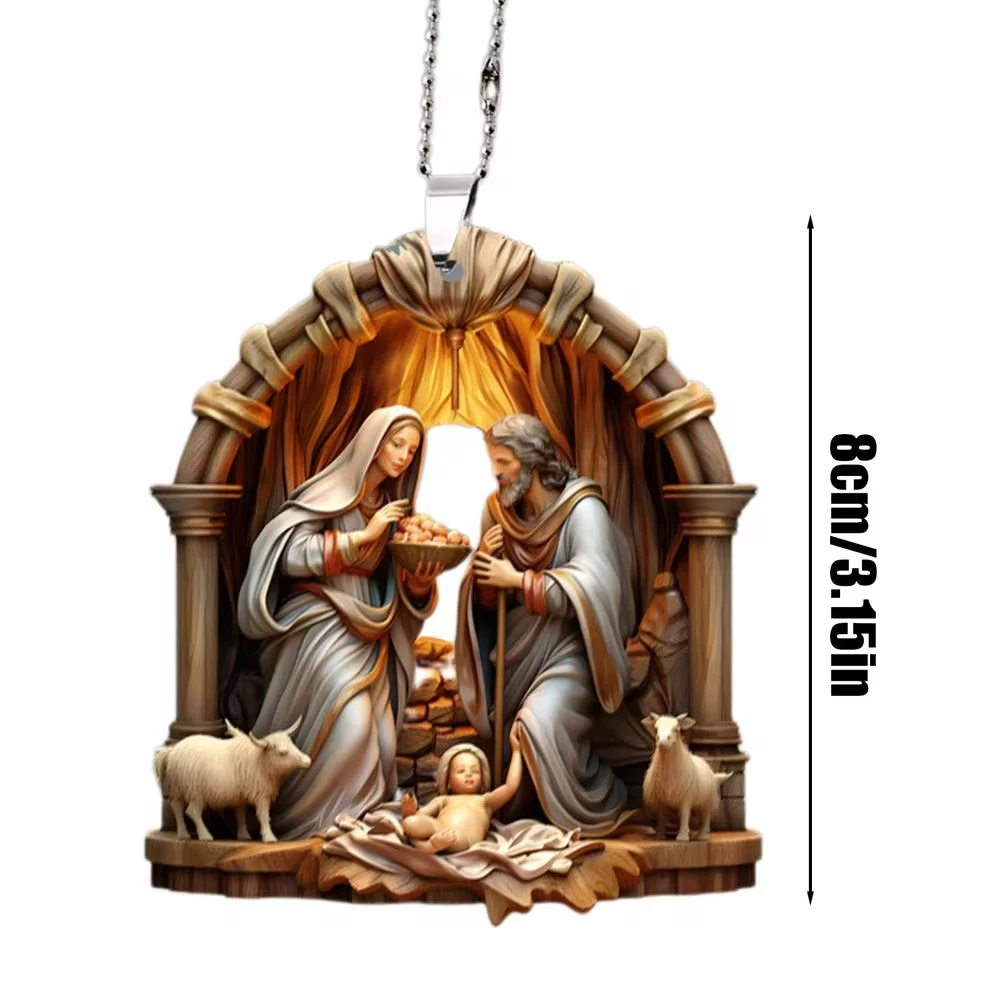 Christmas Nativity Scene Ornaments The Birth of Jesus Decor Nativity Scene 2D Acrylic Pendant Ecoration Car Xmas Tree Party2025