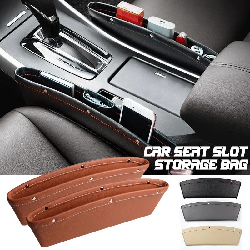 Car Seat Gap Storage Bag Leather Universal Fit Multifunctional Storage Bag Place Mobile Phone Glasses Key Interior Accessories