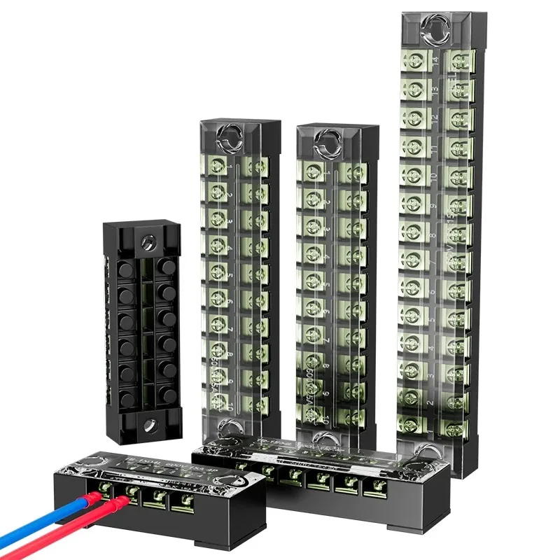 Dual Row Barrier Screw Terminal Block TB-1506 1512 High Power Insulation Wire Connectors 600V 15A/25A Distribution Box Terminal