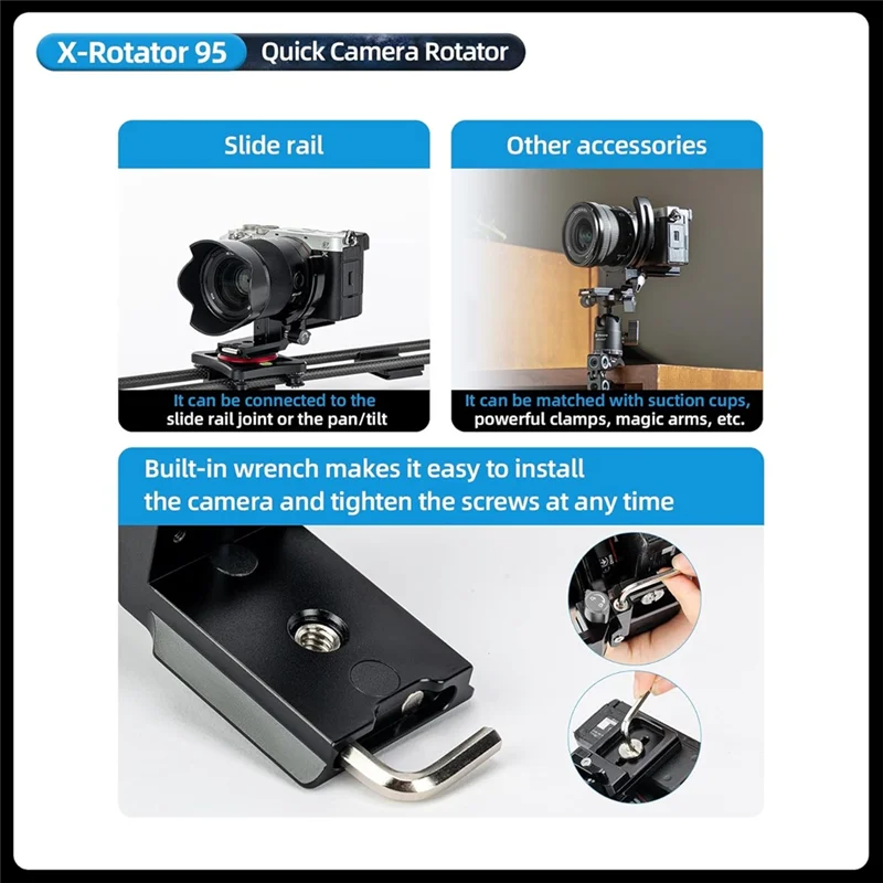 B92B-Camera Vertical Bracket,Tripod Ring Lens Mount,1/4 Rotatable Collar Mount Plate For DSLR SLR,Fits Plate For Arca-Type