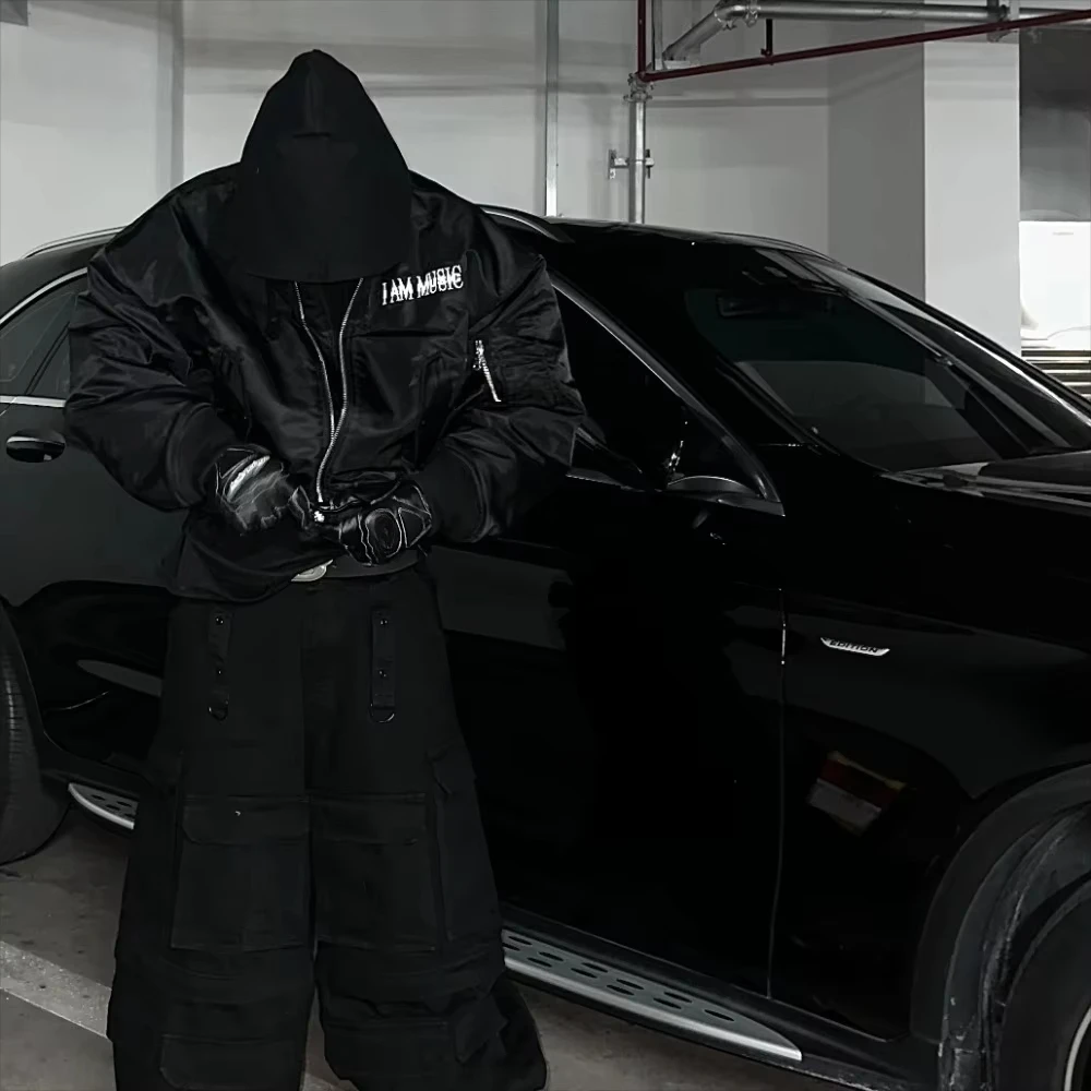 

NIGO Мужская короткая хлопковая темная толстовка с капюшоном в стиле ретро с вышивкой в стиле хип-хоп, осенне-зимняя куртка # NGTOP11519