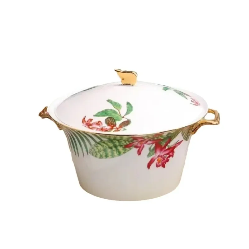 

43-Head bone china tableware, household ceramic western food plates, bowls and spoons set, housewarming gift box