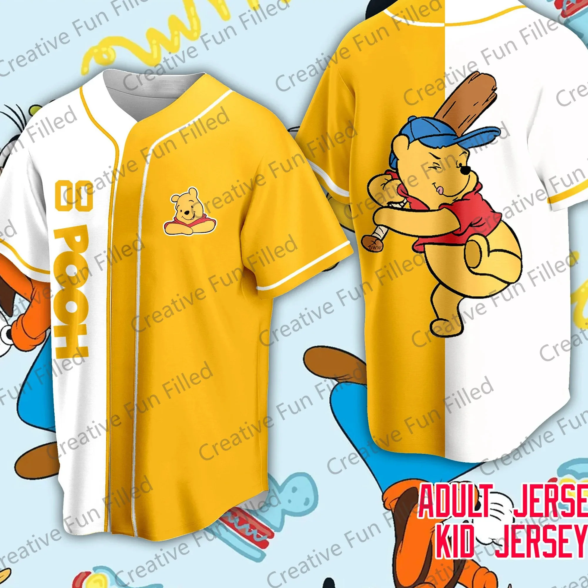 2024 Vintage Disney Baseball Jersey Pattern T Shirt Disney Fans Loose and Breathable Top T-shirt Special Baseball Edition Jersey