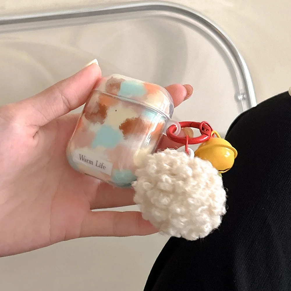 موضة المائية IMD لمعان نمط أفخم جرس صغير المفاتيح قلادة لينة غطاء للحماية ل AirPods 1 2 3 4 برو برو 2 حالات
