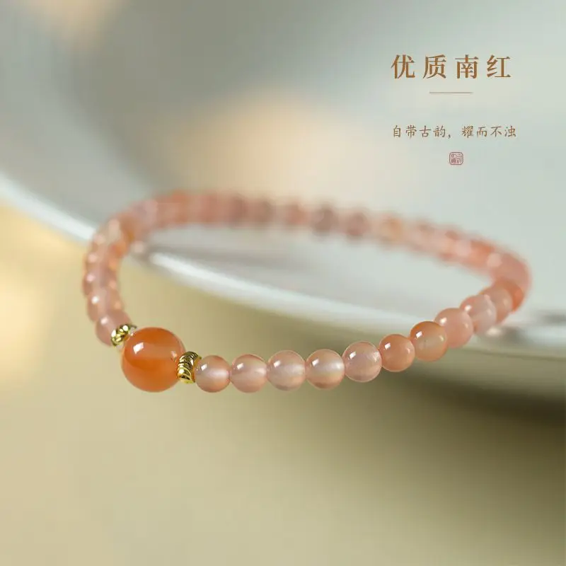 حالمة الأرجواني كريستال الخرزة سوار للنساء بسيطة فريدة من نوعها الجليد الانجراف جنوب العقيق الأحمر الجنية مثل حساسة تكويم HandString #3