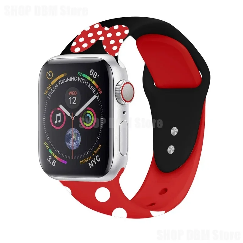 Disney Mickey Minnie Mouse Strap Bands for Apple Watch Iwatch 44mm 40mm Bracelet Series 7 6 Se 5 4 3 42mm 38mm Replacement Strap