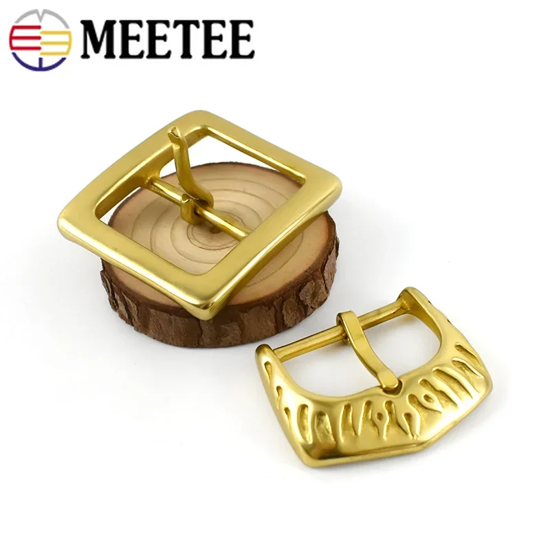 Meetee 1/2Pcs 30/35/40/45mm Solid Brass Belt Buckles For Men Pin Buckle Head Bag Strap Clasps DIY Leather Crafts Accessories