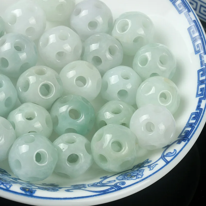 Wholesale Natural EmeraldAGoods Scattered Beads JinqiantongDIYBeaded Carved Hollow round Beads