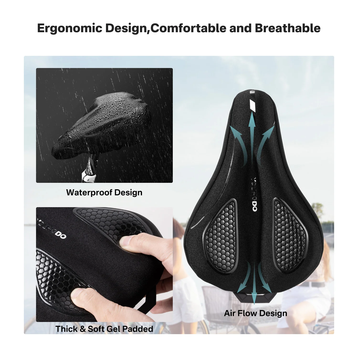 YOUNGDO Breathable Bicycle Saddle Seat Soft Road Bike Cushion for MTB Mountain Road Bike Accessories Cycling Gel Pad Seat Covers