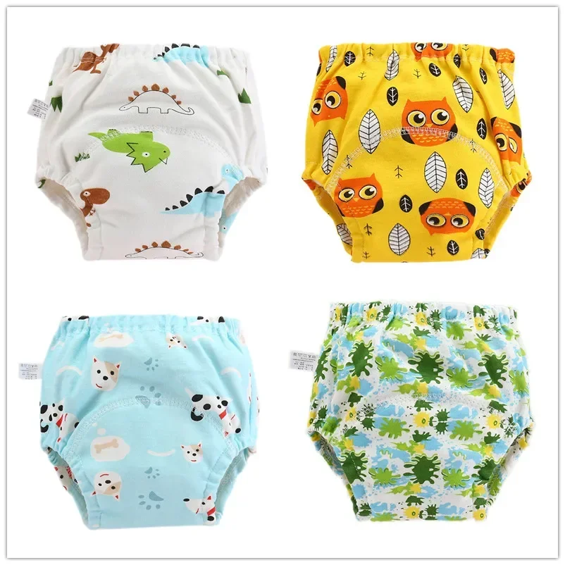 4pc/Lot Baby Cotton Training Pants Panties Waterproof Cloth Diapers Reusable Toolder Nappies Diaper Baby Underwear