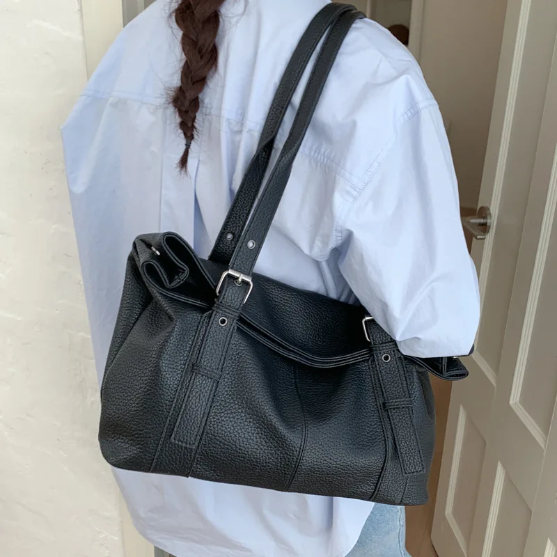 

Casual Soft PU Leather Shoulder Bag Lichee Pattern Tote Bags for Women Luxury Designer Handbag and Purses Female Shopper Clutch