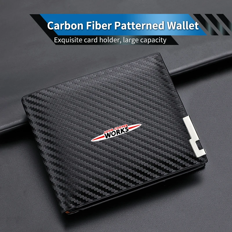

Car Carbon Fiber Wallet Card Holder Men Rfid Storage Bag Coin Purse For MINI WORKS Cooper R56 F50 F55 F56 R50 R53 R55 R57 R58