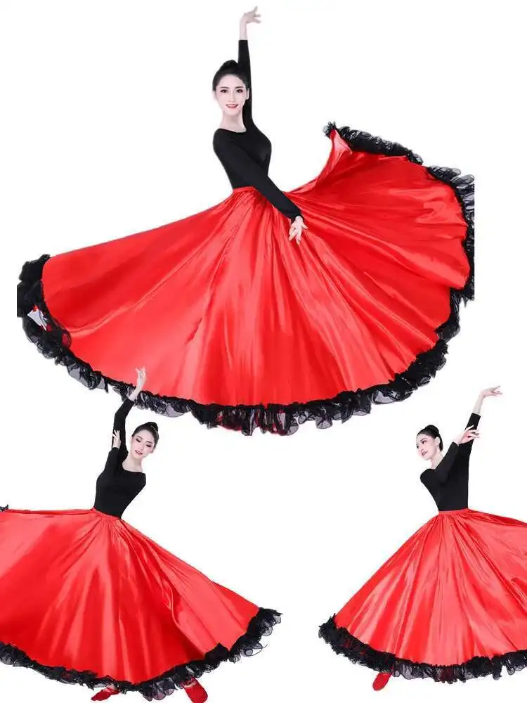 Women Gypsy Swing Skirt Chorus Stage Performance Spain Bullfighting Big Dance Costumes Flamenco Skirts Spanish Clothes