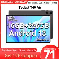 Teclast T40Air Tablet, 10.4 Inches 2000X1200 2K, 16Gb Ram (8Gb+8Gb Expansion), 256Gb Rom, Dual Sim, 4g Lte, Android 13, 7200Mah, Unisoc T616, 8 Cores, Wifi, 13Mp+8Mp