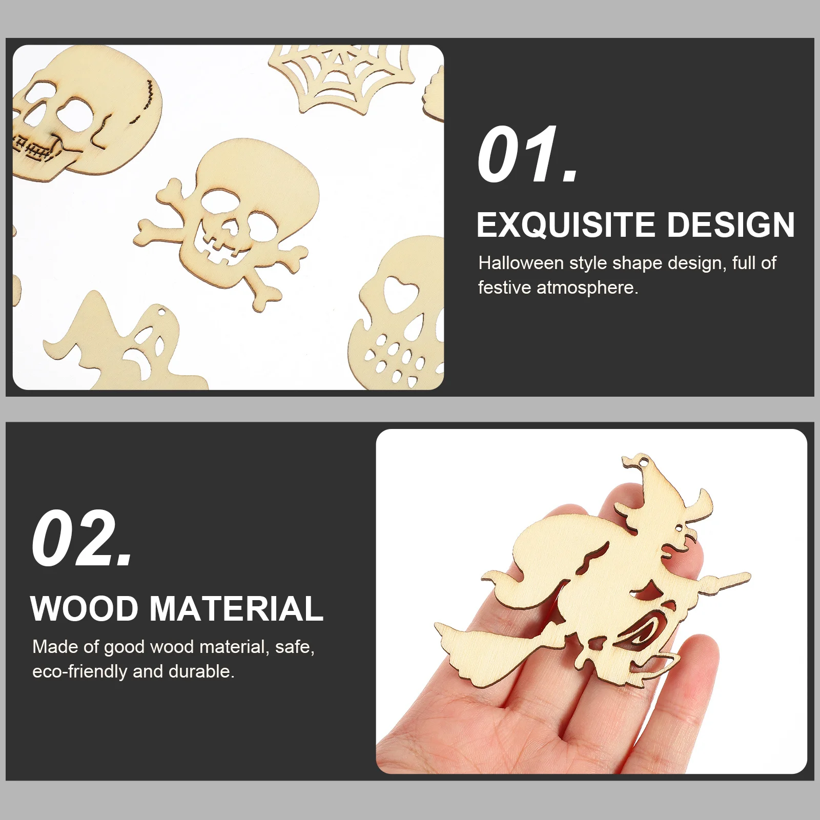 

50Pcs Chic Halloween Pendant No Peculiar Smell Simple Design Festive Decor Halloween Pendants Home Decor Festival Hanging Craft