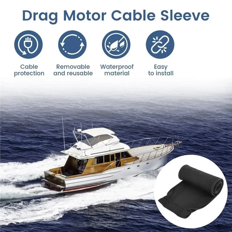 Superior-For Boat Outboard Motor Rigging Sleeve Zippered Wire Wrap Trolling Motor Cord Protector Protection Cover For Marine Fis