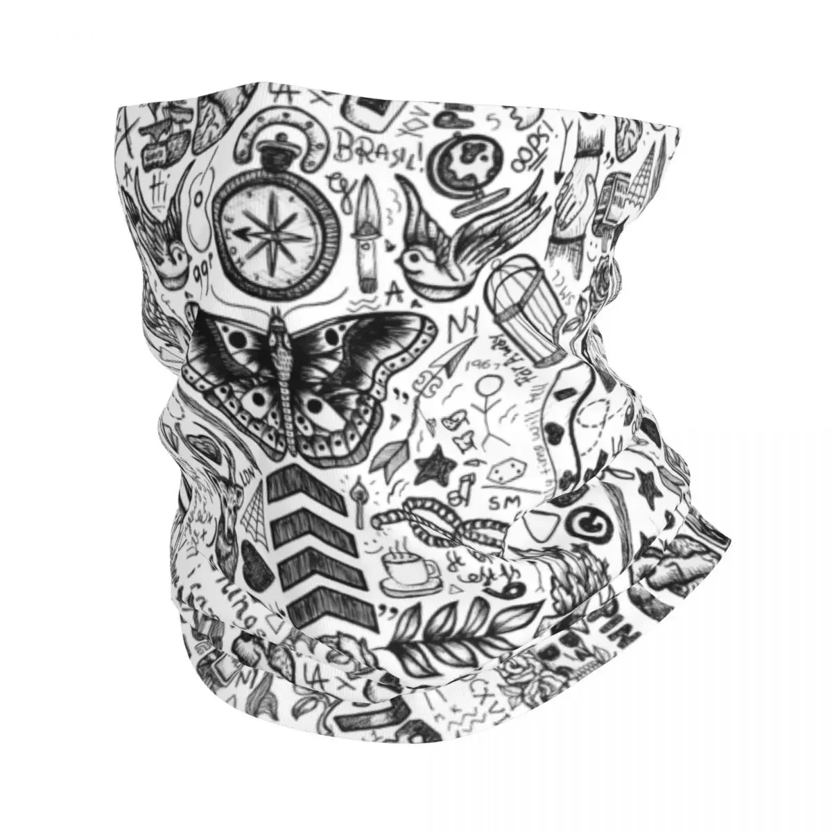 Bandana de tatouage 1D pour femme, chauffe-cou, écharpe ronde coupe-vent, bande de ski, direction itude, hiver