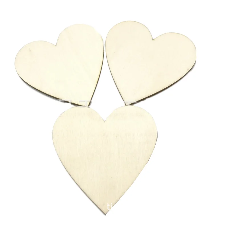 10PCS 80MM Heart-shaped Eco-friendly Decorative Wood Chips Wooden Love Heart Shape DIY Hanging Heart Plain Decoration Crafts