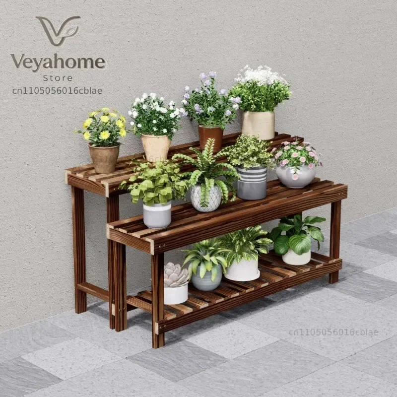 Flower Shelf Indoor And Outdoor Succulent Flower Stand Single-layer Flower Stand On Windowsill Green Dill Anti-corrosion Potted
