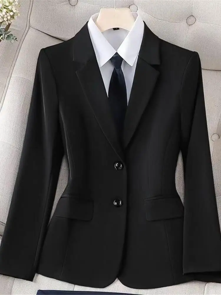 Black Professional Workwear Suit for Women Interview Formal Outfit Spring Autumn New Style Short Length Single Button