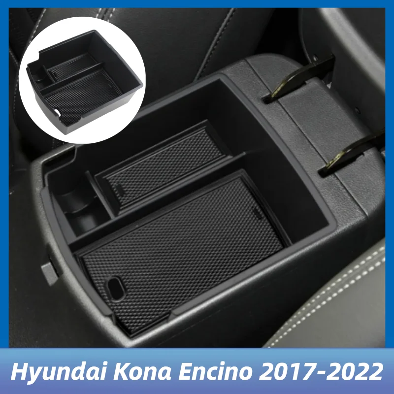 

For Hyundai Kona Encino 2017 2018 2019 2020 2021 2022 Car Armrest Storage Box Center Console Glove Case Tray Bin Container