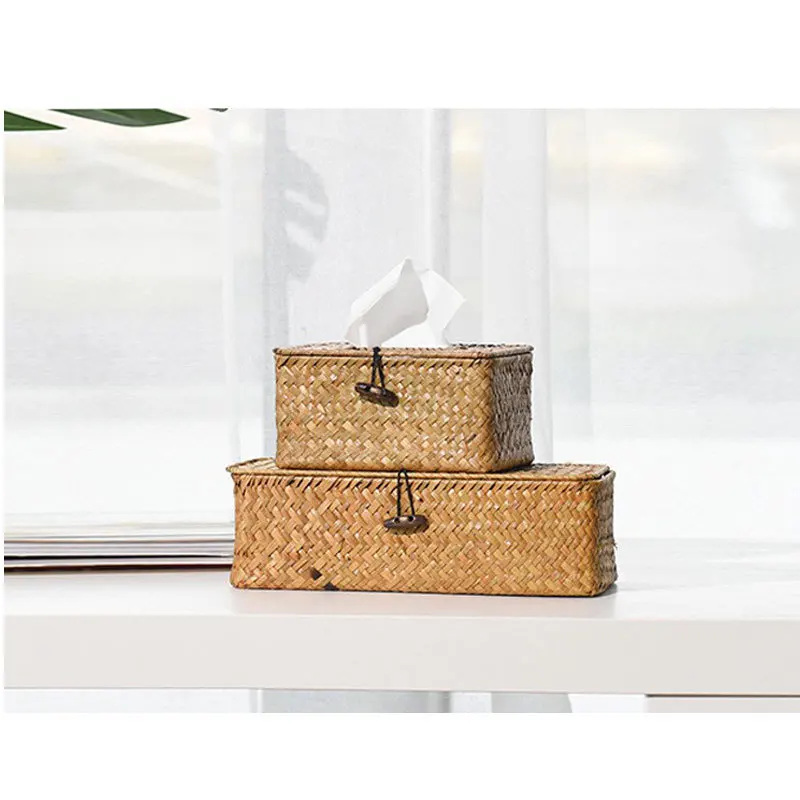 Rattan Tissue Box Home Decoration Handmade Desktop Tissue Rattan Tissue Box for Barthroom,home,hotel and Office