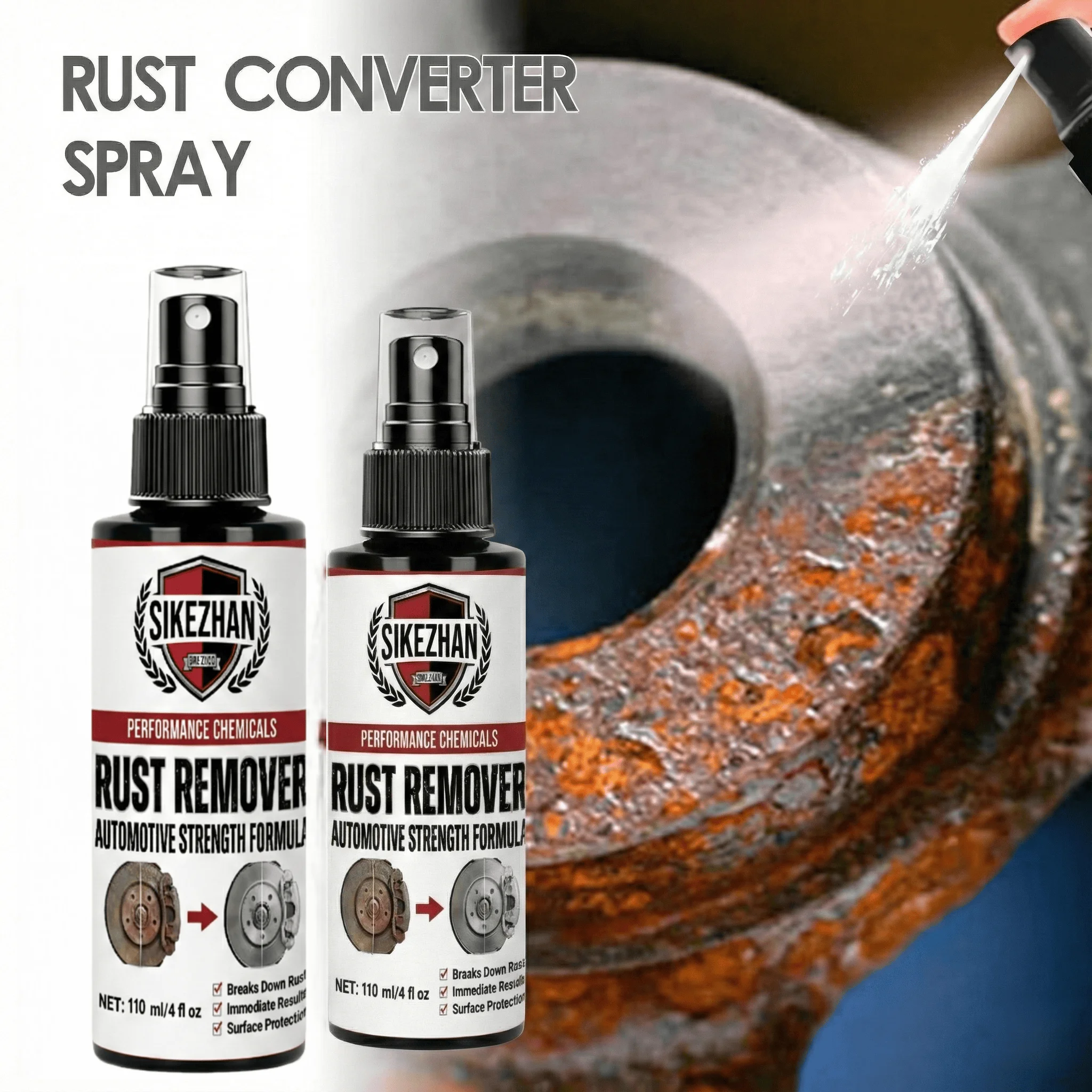 Powerful Car Rust Remover Spray Iron Dust Cleaning for Wheels & Metal Parts Auto Detail Rust Converter Kit with Sponge & Towel 6 image 3