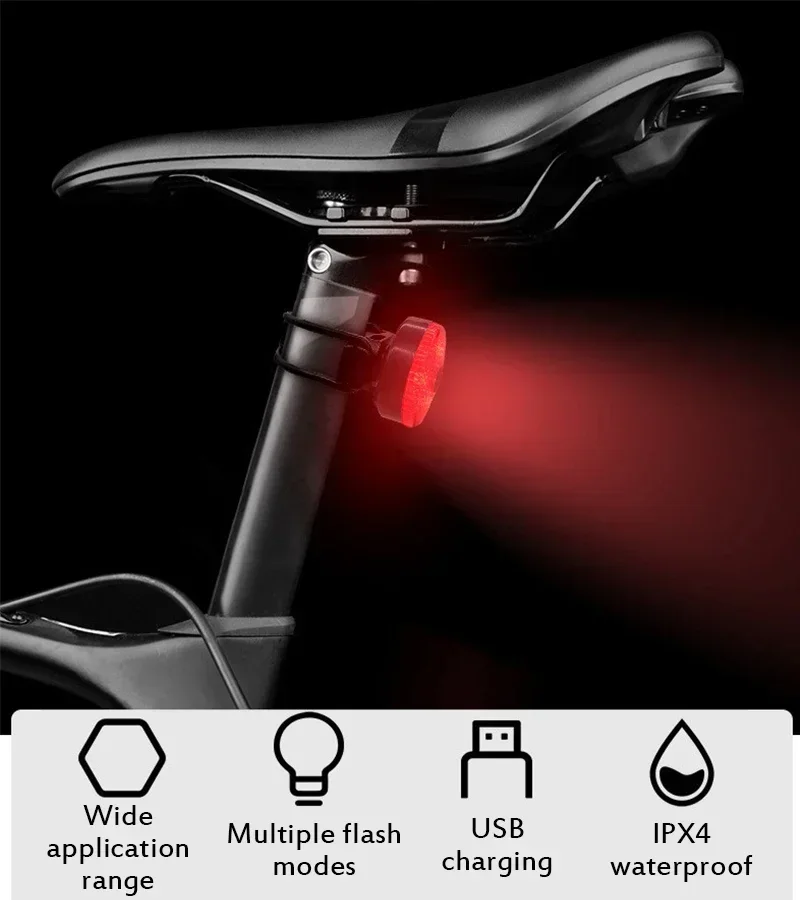 BUCKLOS Luz trasera de bicicleta LED recargable - Luz trasera de ciclismo de alto brillo con modos de flash para seguridad en la carretera