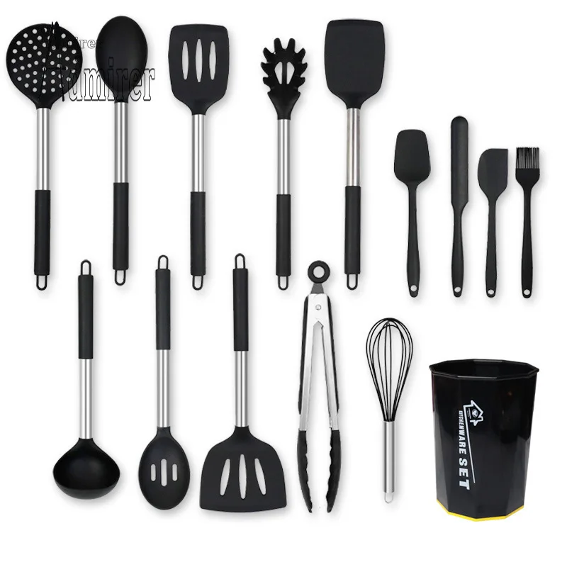 1-Pack Silicone Kitchenware Cooking Utensils Kitchen Accessories Spatula Turner Heat-resistant Soup Spoon Pasta Colander Shovel