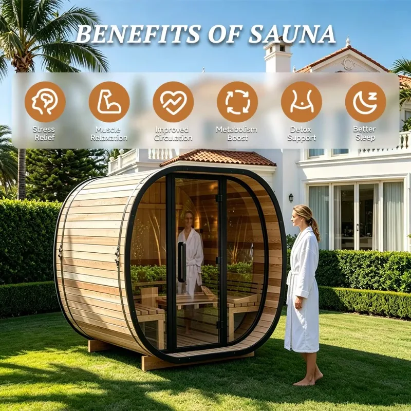 Customized Easy To Install Outdoor Sauna 3 Person Sauna Heater Room Suit Box with Sauna Stove 6Kw for Family Garden