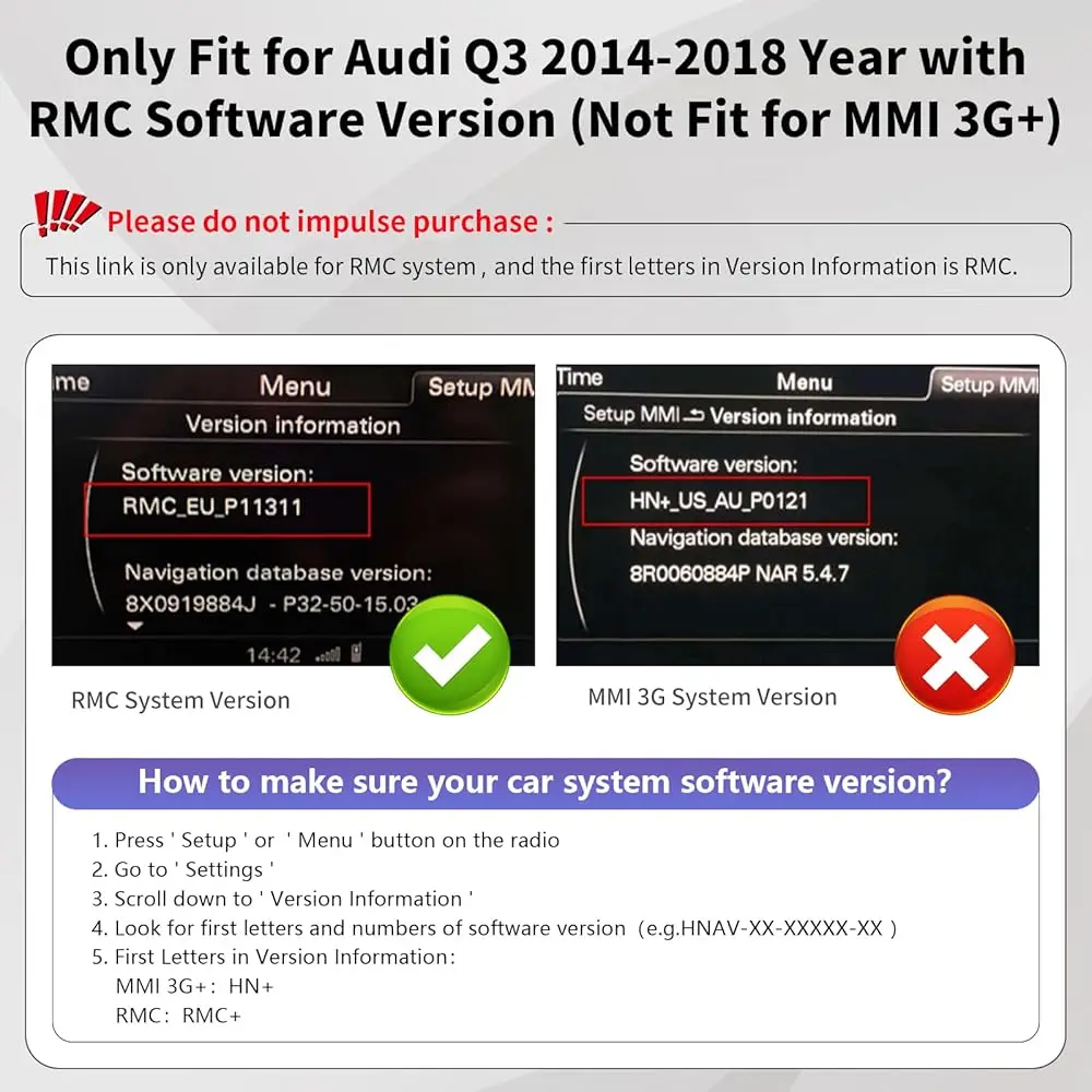 Draadloze CarPlay Android Auto Decoder Box voor Audi A1 Q3 2014-2018 2G MMI RMC met AirPlay Mirror ink Navigatie GPS BT Module