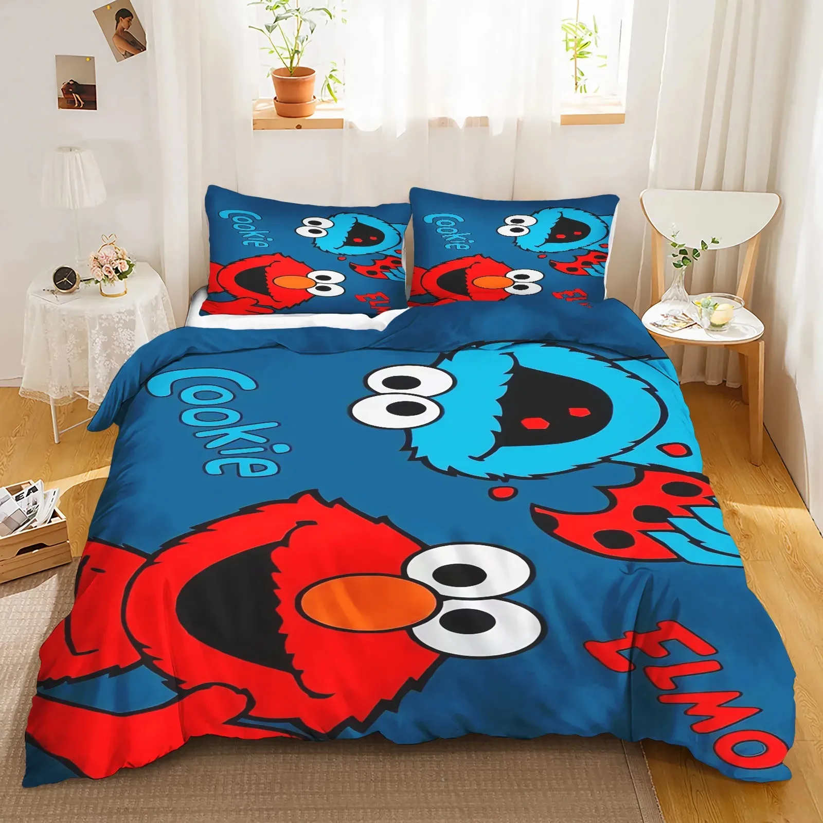 Sesame Street Duvet Cover Set Comforter Bedding 3d Children'S Bedding Set 1 Quilt Cover King Size Home Textileextile