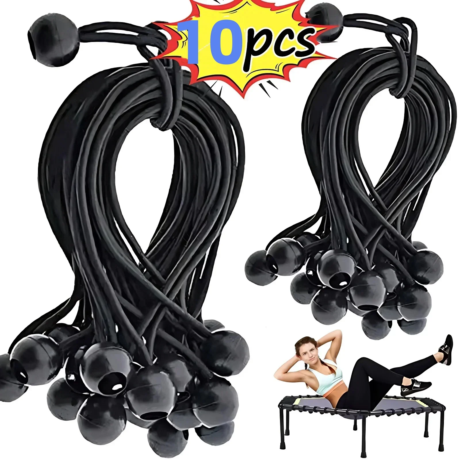 Outdoor Elastic Ball Rope Bungee Cords Portable Tent Fixing Tarpaulin Awning Canopy Heavy Duty Tarp Tie down for Shelter Cargo