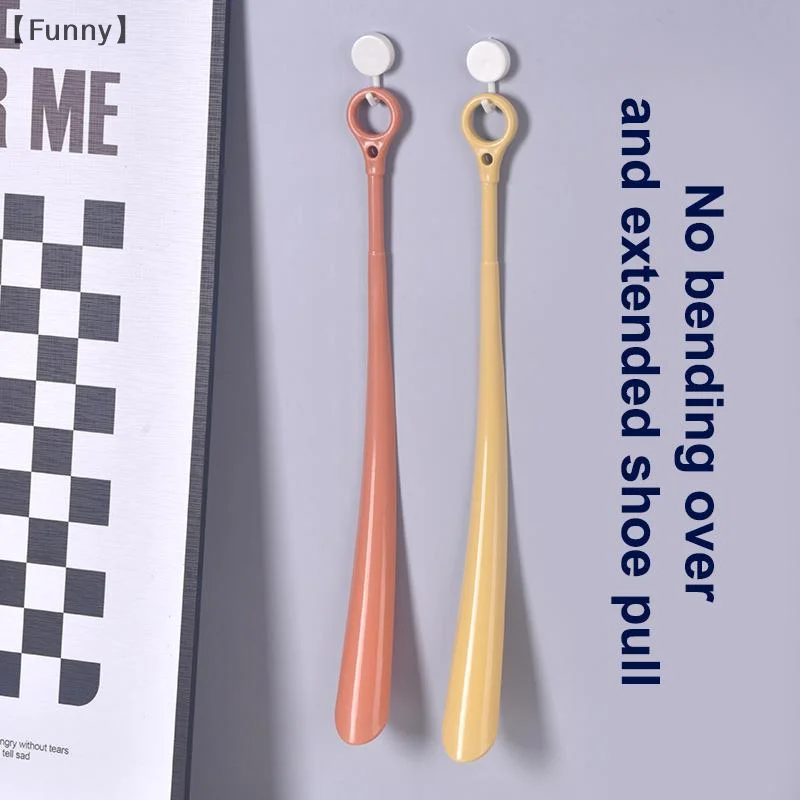 〔Funny〕1/2Pcs Plastic Extra Long Shoehorn Household Long Handled Lifter Pregnant Woman Elderly Lazy People Shoe Horns Hangable
