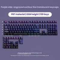 Purple Aura Contour 4.0 Keycaps Original Height 134 Keys Small Full Set Crack Glow for 60% 65% 75% TKL 100% Mechanical Keyboard