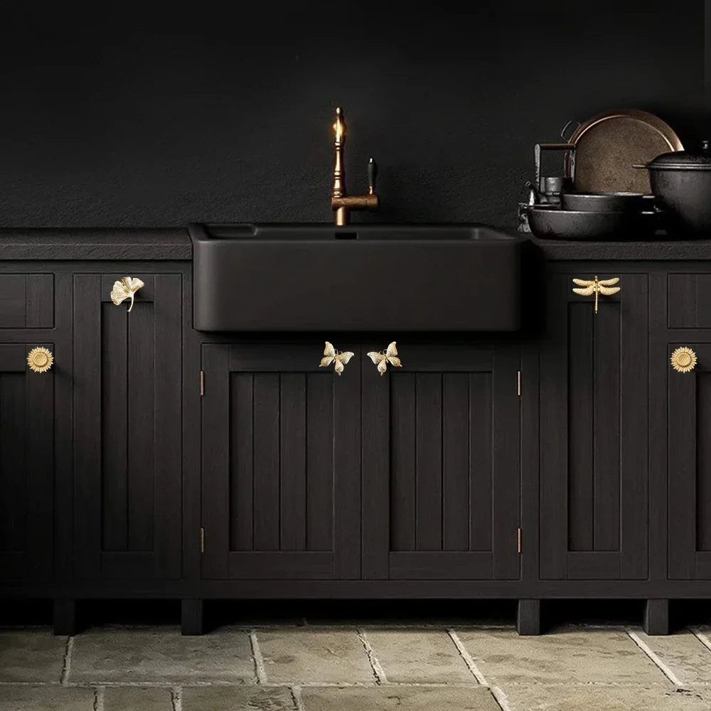 Plant Animal Shape Furniture Handles Color Drawer Knobs Retro Dresser Knobs Gold Handles for Cabinets and Drawers