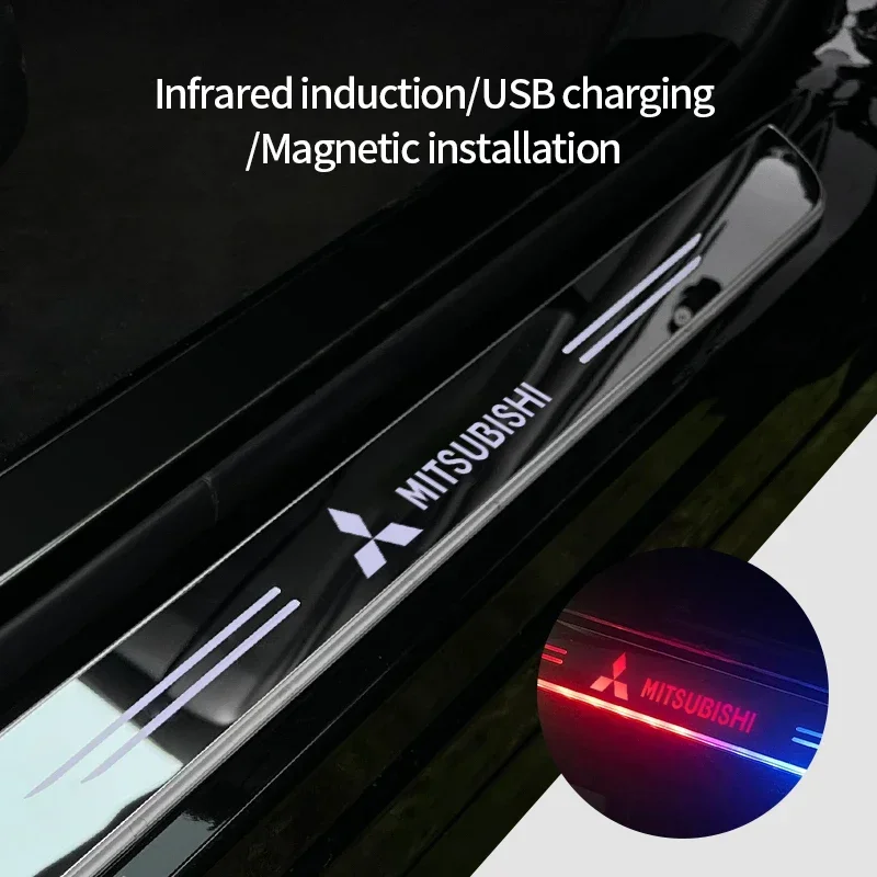 Acrylic USB Power Moving LED Welcome Pedal Car Scuff Plate Pedal Door Sill Pathway Light For Asx Lancer Pajero asx Outlander